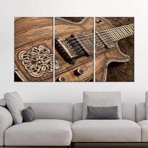 ภาพพิมพ์บนผ้าใบกีตาร์ไฟฟ้าไวกิ้ง: ศิลปะดนตรีร็อคสไตล์ชนบท ชุดผ้าใบ 3 ชิ้น - Product Image 1