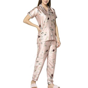 Ensemble de pyjama en soie tissé doux pour femmes, vêtements de détente décontractés, pyjama de nuit pour filles et femmes, relaxation, vêtements de nuit - Product Image 2