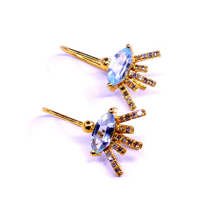 Moda 14K oro aguamarina piedras preciosas fiesta desgaste encanto clásico elegante mujeres usan pendientes de diamantes - Product Image 3