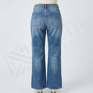 Pantalons en jean déchirés pour femmes tendance, jeans évasés décontractés, pantalons en denim de haute qualité pour femmes, couleur personnalisée, respirant, streetwear - Product Image 2