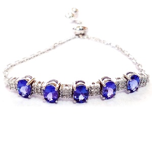 Elegante pulsera de plata de ley 925 para mujer con piedras preciosas de circonita tanzanita CZ de colores, joyería fina de rodio, Idea de regalo perfecta - Product Image 1