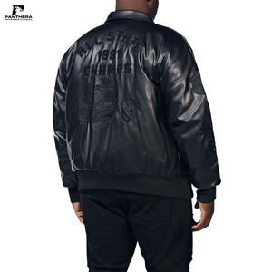 Vestes en cuir noir vintage véritable avec broderie personnalisée Logos Col - Product Image 2