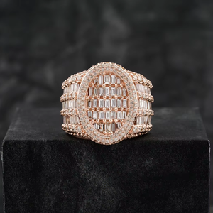 Venta caliente VVS Diamond 925 Sterling Hip Hop Cut Ring Rose Gold Plated Wedding Engagement Gift para Unisex-Diamond Test Passes - Product Image 1