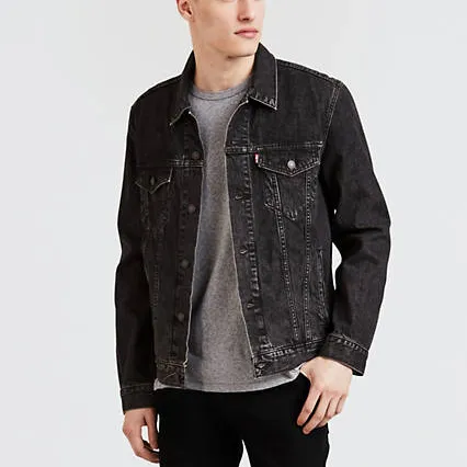 Derniers vêtements décontractés Veste en jean ample à motif imprimé de couleur noire pour hommes à vendre au prix de gros