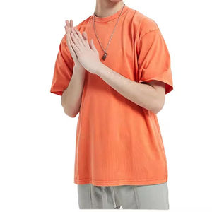 T-shirt en coton 100% uni vintage délavé à l'acide, coupe régulière, épaules tombantes, sérigraphie, grande taille, vente en gros OEM - Product Image 1