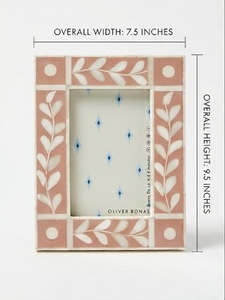 Rectangular Wood Photo <b>Frame</b> Vertical Classic Leaf Pattern Tabletop Display With Resin Work - Product Image 2