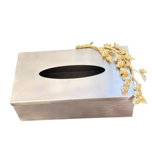 กล่องทิชชู่โลหะลายดอกไม้สุดหรูทันสมัยอุปกรณ์ตกแต่งสำหรับงานแต่งงานโรงแรม - Product Image 4