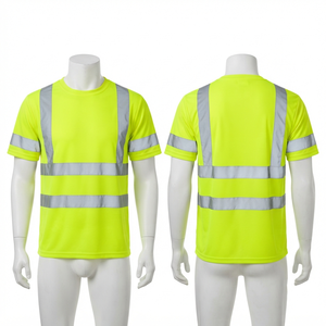 เสื้อยืดทำงานนิรภัยผ้าโพลีเอสเตอร์เบิร์ดอายแบบแห้งเร็ว พรีเมียม 180 GSM สีเหลืองสะท้อนแสง รับทำโลโก้ตามสั่ง OEM - Product Image 5