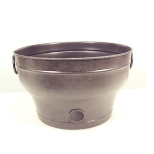 Bol de tuyau en métal fini enduit de poudre grise de conception gaufrée pour l'arrosage de plantes à la maison bol de tuyau d'arrosage en métal décoratif - Product Image 5