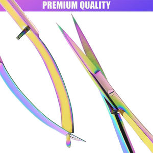 Ciseaux à ressort pour ongles couleur arc-en-ciel 5 "en acier inoxydable dissolvant de cuticules pour ongles lames tranchantes vente chaude ciseaux à ongles manucure - Product Image 4