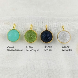 จี้อเมทิสต์สีเขียวลูกปัดอะเมทิสต์สีเขียวธรรมชาติสีเขียวขนาด12มม. ทรงกลมสลักรูปดอกไม้สีทองจี้เงินสเตอร์ลิงทำด้วยมือ - Product Image 6