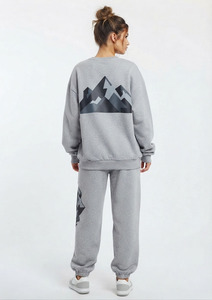 Conjunto de Sudadera y Pantalones de Chándal de Forro Polar Estampado para Mujer, Tallas Grandes, Cuello Redondo, Manga Larga, Ajuste Holgado, Estilo Casual Urbano, Ropa de Invierno - Product Image 2