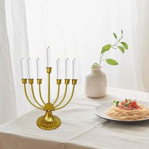 Table juive chandelier Hanukkah Menorah titulaire 9 & 7 branche élégant fil de fer pour les festivals juifs anniversaires cadeaux Hanukkah - Product Image 2