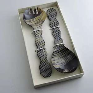 Ensemble de couverts à salade plaqué or en acier inoxydable de haute qualité avec poignée décorative - Product Image 2