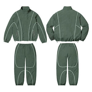 Custom Water Proof Nylon Tracksuit Zip up Applique Embroidery <b>Patch</b> Flared Full Men Tracksuits Sets - Product Image 5