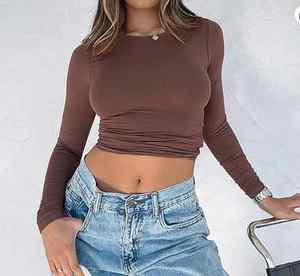 Venta al por mayor caliente de manga larga primavera otoño Fit camisetas de las mujeres Casual camiseta Slim Pullover camisas de bajo precio - Product Image 4