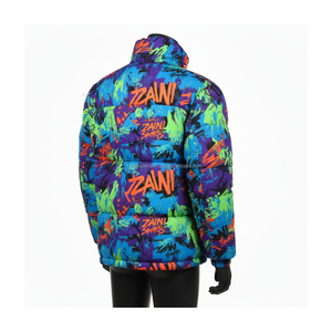 Chaqueta acolchada de calidad superior para hombre, tela de poliéster resistente al agua, chaqueta acolchada con logotipo personalizado con estampado de grafiti multicolor para hombre - Product Image 4