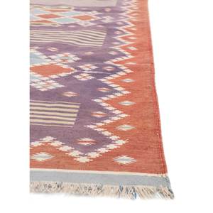Aalam <b>Red</b> Orange Flat Weaves Wool Persian Carpet Traditional Geometric Jute Rug Soft Classic Home Floor for Teens SATD-84 - Product Image 4