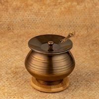 Runder Metall-Ghee-Topf zur Aufbewahrung von stilvollem Butter-Ghee-Metall topf zum Servieren am Esstisch von HAND MADE CRAFT