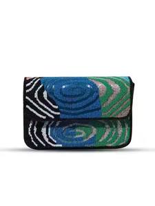 Porte-monnaie et porte-carte d'identité coloré Dost Sed en perles, broderie verte en perles de rocaille - Product Image 5