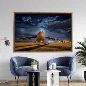 Impression sur toile d'avion cargo militaire élégante pour décoration aéronautique, 1P : encadré or - Product Image 1