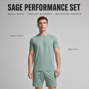 Completo Sportivo Estivo da Uomo 2 Pezzi con Logo Personalizzato, T-shirt a Maniche Corte e Pantaloncini Casual per Allenamento e Jogging - Product Image 1