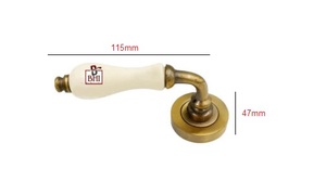 BRASS LEVER on ROSE WITH CERAMIC GRIP Lever <b>Handle</b> <b>Door</b> <b>Handle</b> Lock (47mm Rosex115mm <b>Handle</b>) - Product Image 2