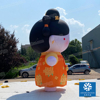 5m mi-automne Festival géant gonflable dessin animé fille modèle ODM personnage de dessin animé gonflable personnalisé Durable avec lumière