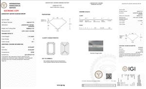 1.10ct Corte Esmeralda Diamante cultivado en laboratorio IGI Certificado E Color VS1 Claridad Lab-Stone - Product Image 5