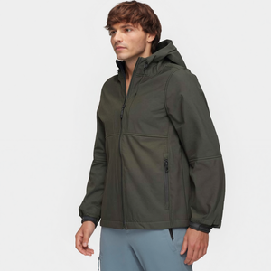 Custom <b>Mens</b> Hooded Canvas Softshell <b>Jacket</b> Stylish Lightweight Waterproof Windbreaker Casual Winter Daily Wear with Logo - Product Image 3