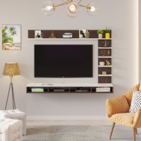 Elegante Mueble de TV Grande para Montar en la Pared Primax Plus con Estantes para Libros y Decoración, Ideal para Televisores de 50 Pulgadas