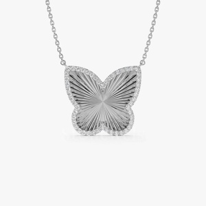 Colgantes de joyería fina con tachuelas de oro blanco/plata, abalorios, diseño de explosión de mariposa, circón/moissanita/cultivado en laboratorio/diamante Natural GIA - Product Image 3