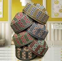 Chapeau Kufi Traditionnel Musulman Brodé Léger en Polyester pour Hommes, Accessoire Premium Islamique pour la Prière, 4 Saisons