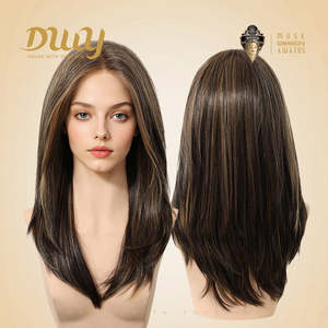 Pre-Order Ruby-DWY 20 Inches <b>Hazelnut</b> Glueless Synthetic Wig Mono Lace Front Free Part Silky Straight Mid-Length Wig Light Brown - Product Image 5