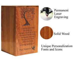 Solid Wood Acacia Urn for Human Ashes Eco-Friendly <b>Wooden</b> Cremation <b>Box</b> for Home Storage & Organization - Product Image 2