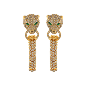 คอลเลกชันที่ไม่ซ้ำกันต่างหู Panther STUD เพชรธรรมชาติ14KT สีทอง Si ความบริสุทธิ์สำหรับสาวเครื่องประดับงานแต่งงานอินเดีย - Product Image 1