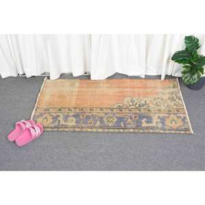 Vintage 2 X 3,6ft alfombra turca naranja púrpura clásico rectángulo Patchwork diseño lana viscosa Material para sala de estar dormitorio látex - Product Image 4