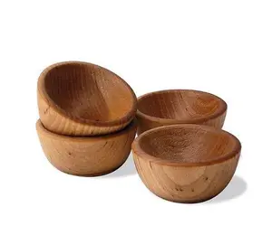 Set of 4 Luxury Wooden Serving Bowl Exporter New Style Polished round Wooden Salad Serving Bowl Wholesale Manufacturer Supplier