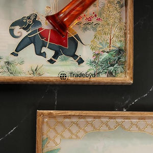 Tradebyd Designer MDF <b>Wooden</b> Tray Premium <b>Wooden</b> Tray for Stylish Gifting and Home - Product Image 5