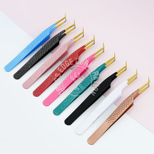 45 Degree Lash Supplies Tools Eyelash Tweezers Fiber Tip volume Tweezers For Eyelash Extension curved isolation tweezers - Product Image 6
