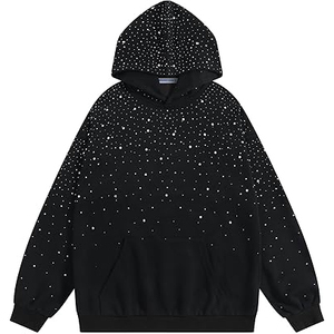 Nouveau pull à capuche vierge 100 coton personnalisé diamant strass à capuche pour hommes - Product Image 1