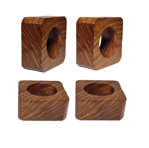 Anillo servilletero de madera de alta calidad con acabado pulido brillante forma hexagonal diseño elegante de alta calidad - Product Image 2