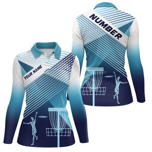 T-shirt polo à manches longues pour homme avec logo personnalisé, vêtements de sport décontractés confortables en polyester tricoté et à imprimé golf - Product Image 1