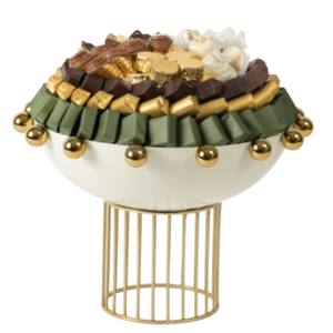 Bol à chocolat au design attrayant avec socle en or élégant plateau décoratif noir vintage de mariage pour les célébrations de l'Aïd - Product Image 3