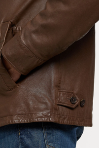 Chaqueta de cuero de napa de oveja auténtica 2024 para hombre, chaqueta cómoda a prueba de viento - Product Image 4