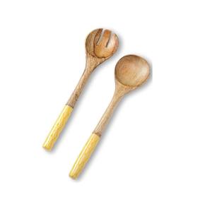 Ensemble de couverts en bois élégant et écologique avec poignées design Cuillères et fourchettes en vrac pour une cuisine élégante à la maison - Product Image 1