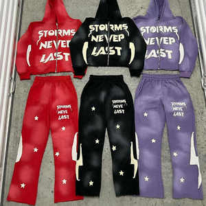 Sudaderas con capucha bordadas con parche desgastado para correr con logotipo personalizable para hombre, chándal de marca de otoño - Product Image 1