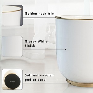 Pot de fleurs blanc avec motif doré pour la décoration moderne de la maison, parfait pour les plantes d'intérieur, le salon, le dessus de table et une présentation élégante - Product Image 4