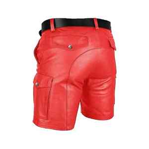 Nouveautés mode Streetwear confortable pour hommes fabriqué en cuir vente en gros personnalisé été couleur hommes Shorts en cuir pour hommes - Product Image 4