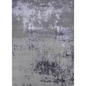 Tapis noué à la main en laine et soie de bambou Tattvam Lu-9031, abstrait, gris et noir, rectangulaire, pour la maison et le couloir CS-01 - Product Image 1